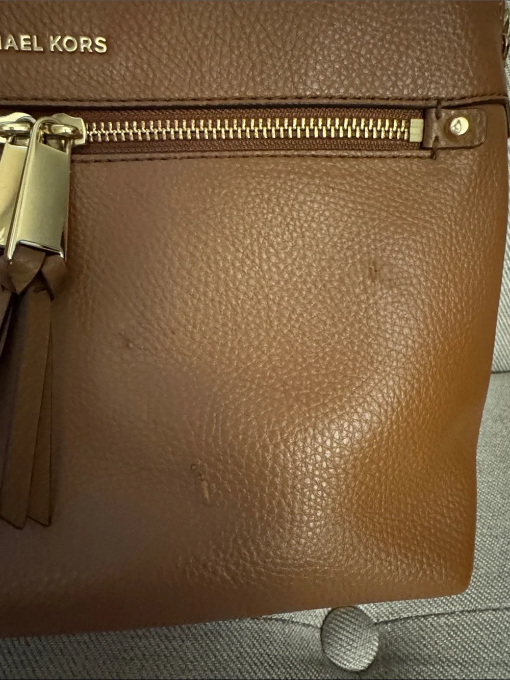 Michael Kors Chestnut Brown Pebbled Leather Backpack with Gold Hardware